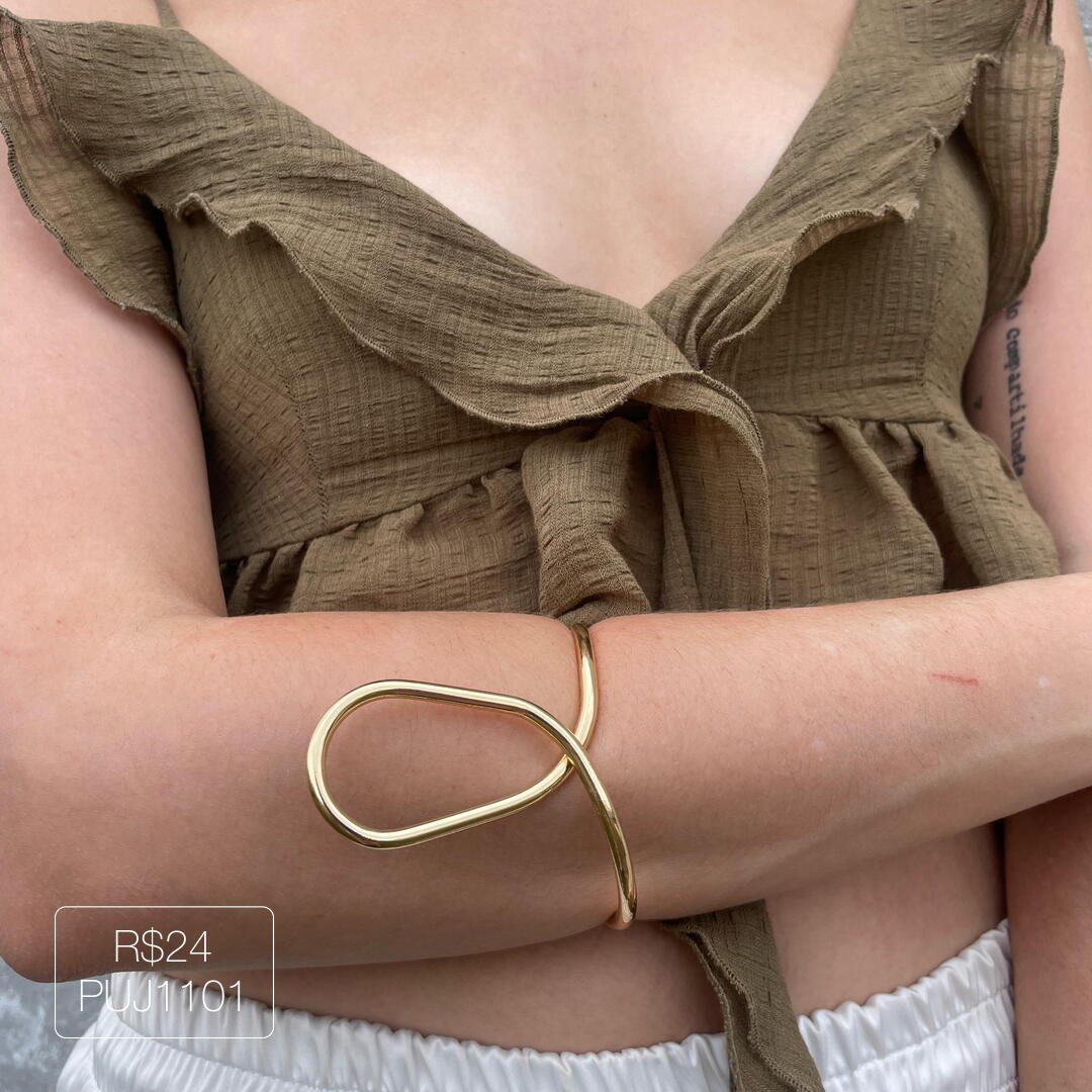 Bracelete c/ 1 Seminó Liso Dourado